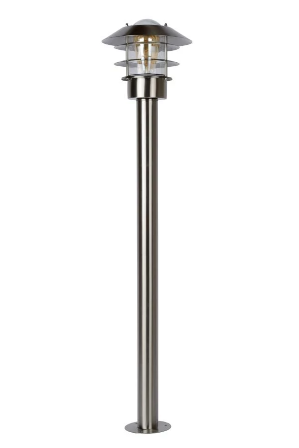 Lucide ZICO - Lanterne / lampadaire exterieur Extérieur - Ø 21,8 cm - 1xE27 - IP44 - Chrome Dépoli - éteint